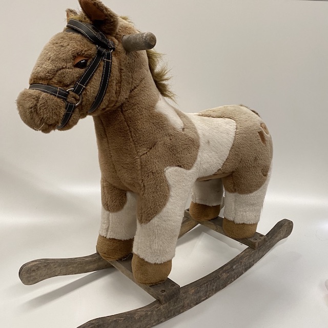 ROCKING HORSE, Brown and White Fur